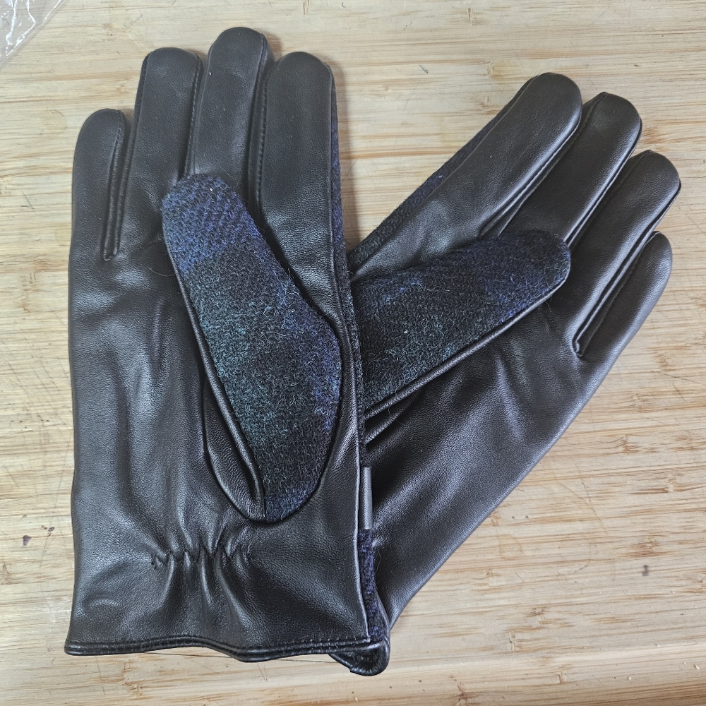 NIB Harris Tweed Wool Lambskin Gloves XL Tartan Plaid Scotland Genuine Leather - Picture 4 of 11